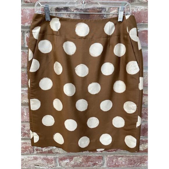 Banana Republic Women’s‎ 100% Silk Brown Polka Dot Straight Skirt Pencil Size 4 - Picture 9 of 9